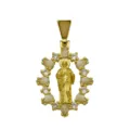 Ciondolo Religioso Ovale Santo Placcato Oro Collana Zirconia Accessorio di Gioielleria - Ciondolo Ovale Vergine Maria (DN260510-B) / Solo Ciondolo (Senza Catena) / DN260510-B (Ciondolo Vergine Maria Ovale - Bianco)