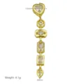 Gold plated cubic zirconia heart geometric pendant detail view showing dimensions and weight. - Pendant Only (No Chain Included) / DN260419-B (Heart Waterdrop Geometric Style)