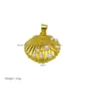 Colgante Concha Estrella de Mar Dorado Perla Detalle 26x19mm Chic Joyas Elegantes - Estilo Estrella de Mar Vieira Perla Artificial (DN260410-C) Colgante Solo (Sin Cadena)