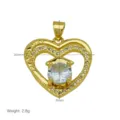 Vergoldete Abschlusskappe Herz Anhänger Zirkon Strass Halskette Charm Schmuck Zubehör - Großer Zirkon Herz Doktorhut Stil (DN260434-C) / Nur Anhänger