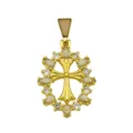 Ciondolo croce placcato oro con zircone halo ovale collana gioiello accessorio donna - DN260510-I (Solo ciondoli)