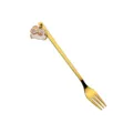 Tenedor de fruta de caballo de dibujos animados de acero inoxidable dorado variante. - Tenedor (Reunión) / Oro Titanio