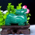 Exquisite green aventurine pixiu ornament detail, traditional jade carved wealth beast sculpture. - Green Aventurine / 3 Inch