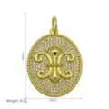 Close-up of 18k gold plated fleur-de-lis pendant with micro-pave zircons. - Pendant Only - Oval Fleur-de-lis (DN260826-C)