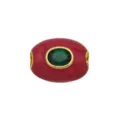 Ovale Loch Perle rosa Emaillierung gruener Stein goldener Rand DIY Schmuck Zubehoer - Anhänger Ohne Kette (F Stil)