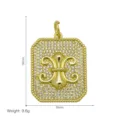 Detail view of gold-plated pendant with zircon stones and heraldic crest measurements - Pendant Only - Rectangle Fleur-de-lis (DN260826-E)