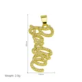 Collana con ciondolo in zircone placcato oro 18K con design di lettere corsive 40x16mm 2.9g - Stile Lettera Inglese Corsiva (DN260711-D) / Pendant Only (Without Chain)