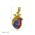 Anatomical heart pendant detail, colorful enamel craft with gold trim, exquisite metal jewelry. - DN260828-C Pendant Only (Without Chain)