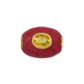 Gelber Edelstein roter Emaillierter ovaler Grossloch Perlen DIY fur Armband und Kette - Anhänger Ohne Kette (Stil G)