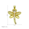 Ciondolo Libellula Placcato Oro con Zircone Perla Collana Elegante Accessorio di Gioielleria - Stile Libellula Perla (DN260711-E) / Pendant Only (Without Chain)