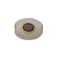 Perle intercalaire ovale à grand trou, texture émail blanc et cristal zircon rouge plaqué or - Pendentif Seul (Sans Chaîne) (DN260707-E)