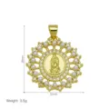 Ciondolo Vergine Maria placcato oro 18K con perle e zircone, elegante accessorio. - Stile Santo Perla Zirconia (DN260711-H) / Pendant Only (Without Chain)