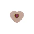Herzförmiger roter Edelstein Anhänger mit Goldrand und rosa Basis, süßer Modeschmuck SKU. - DN260813-K (Anhänger Ohne Kette)