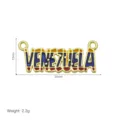 Gold plated Venezuela enamel metal letter pendant charm, 30x12mm 2.3g diy jewelry making. - DN260828-I Pendant Only (Without Chain)