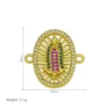 Ciondolo Vergine Maria in rame dorato con zirconi colorati dimensione 22x20mm - Stile Santo Traforato Doppio Occhiello (DN260711-J) / Pendant Only (Without Chain)