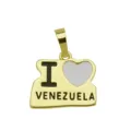 Gold heart pendant necklace with Venezuela lettering, stylish fashion jewelry accessory for daily wear. - DN260828-K Pendant Only (Without Chain)