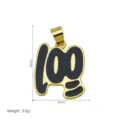 Vista detallada del colgante con número 100 dorado y esmalte negro con sus medidas. - Estilo Número 100 Negro (DN260729-Q) (Colgante Solo)