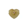 Herzförmiger Naturstein Anhänger mit rosa Zirkonia in goldener Fassung für Damen Schmuck. - DN260813-N (Anhänger Ohne Kette)