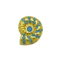 Vue de détail de breloque coquillage zircon turquoise, accessoire de bracelet style océan doré. - DB260708-B / Pendentif Uniquement