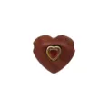 Herzförmiger Naturstein Anhänger mit rot Zirkonia und goldfarbenem Rand, eleganter Schmuck. - DN260813-O (Anhänger Ohne Kette)