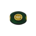 Dunkelgrüne ovale Walzenperle mit gelber Zirkonia-Einlage und Goldrand für DIY-Schmuck - Anhänger Ohne Kette (DN260706-B) / Dunkelgrün (Gelber Zirkonia)