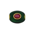Grüne transluzente ovale Fassperle mit rotem Zirkon für die DIY-Schmuckherstellung - Anhänger Ohne Kette (DN260706-D) / Dunkelgrün (Roter Zirkonia)