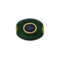 Exquisite ovale grüne Fassperle mit blauem Zirkonia-Inlay und vergoldeten Rändern - Dunkelgrün (Dunkelblauer Zirkonia)