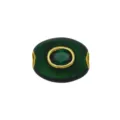 Grüne ovale Walzenperle mit Goldfassung und zentralem Zirkon für DIY-Armbänder - Grün (Dunkelgrüner Zirkonia)