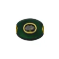 Grüne ovale Glastrommelperle mit großem Loch und gelbem Zirkon für DIY-Schmuck - Dunkelgrün (Olivgrüner Zirkonia)