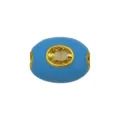 Himmelblaue ovale Tönnchenperle mit gelbem Zirkon für DIY-Armbänder und Schmuck - Himmelblau (Gelber Zirkonia)