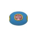 Himmelblaue Tönnchenperle mit rosa ovalem Zirkonia für DIY-Charm-Armbänder - Himmelblau (Rosa Zirkonia)