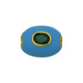 Elegante himmelblaue Emaille-Trommelperle mit grünem Edelstein für DIY-Armbänder - Himmelblau (Dunkelgrüner Zirkonia)