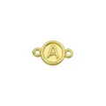 Connettore ciondolo lettera A rotonda goffrata 3D per braccialetti fai da te, metallo dorato. - Lettera A (Solo ciondolo)