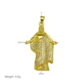 Gold Jesus Pendant CZ Zirconia Religious Necklace Men Hip Hop Jewelry Charm 45mm - Pendant Only (Without Chain) (DN260336-A)