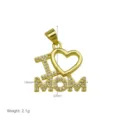 18K Gold Plated I Love Mom Heart Pendant Sparkle Zirconia Mother's Day Jewelry Gift - Pendant Only (Without Chain) / Gold I MOM Heart With Micro Rhinestone (DN260333-B)