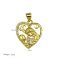 Detail shot of gold heart pendant with mother and child motif and crystal stones. 18x24mm - DN260332-C Style (Pendant Only (Without Chain))
