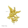 Gold Archangel Michael Pendant Necklace Religious Saint Jewelry Men Fashion Accessories - Pendant Only (Without Chain) (DN260336-C)