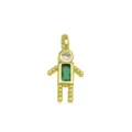 Robot shaped pendant in 18K gold-plated copper with green and white zircon crystals. - Boy Shape (DN260614-F) / Pendant Only (Without Chain)