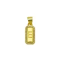 Close-up of 18K gold plated rectangular pendant with letter E and zircon border - Letter E Pendant Only (DN260736-E)