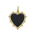Exquisite macro detail of 18k gold plated heart pendant with black zircon pavé stones - Gold With Black and White Zirconia