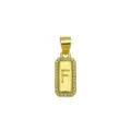 Close-up of square 18K gold plated pendant with zircon border and letter F - Letter F Pendant Only (DN260736-F)