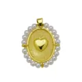 Elegante colgante de corazón chapado en oro con borde de perlas, accesorio de latón. - DN260809-I
