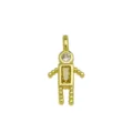 Macro detail of robot pendant charm in 18K gold plating with clear square cubic zirconia. - Boy Shape (DN260614-G) / Pendant Only (Without Chain)