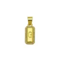 Close-up of gold-plated square pendant featuring letter G and shimmering zirconia border - Letter G Pendant Only (DN260736-G)