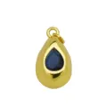 Détail d'un pendentif en goutte d'eau en cuivre plaqué or 18 carats avec zircon bleu - Pendentif Bleu Foncé Facetté Seul