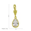 Ciondolo a goccia in zircone per collana dimensioni 34mm x 10mm placcato oro - Ciondolo Goccia d'Acqua (DN260812-D) Solo (Senza Catena)