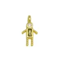 Detail view of 18K gold plated boy pendant with green and clear zircons - Boy Shape (DN260614-H) / Pendant Only (Without Chain)