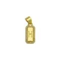 Detail view of 18K gold plated rectangular pendant with zircon border and letter H. - Letter H Pendant Only (DN260736-H)