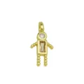 18K gold plated robot pendant with clear rectangular zircon stone for jewelry making - Boy Shape (DN260614-I) / Pendant Only (Without Chain)