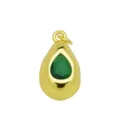 Gros plan d'un pendentif en zircon vert en forme de larme avec finition plaquée or 18K. - Pendentif Vert Taille Poire Seul